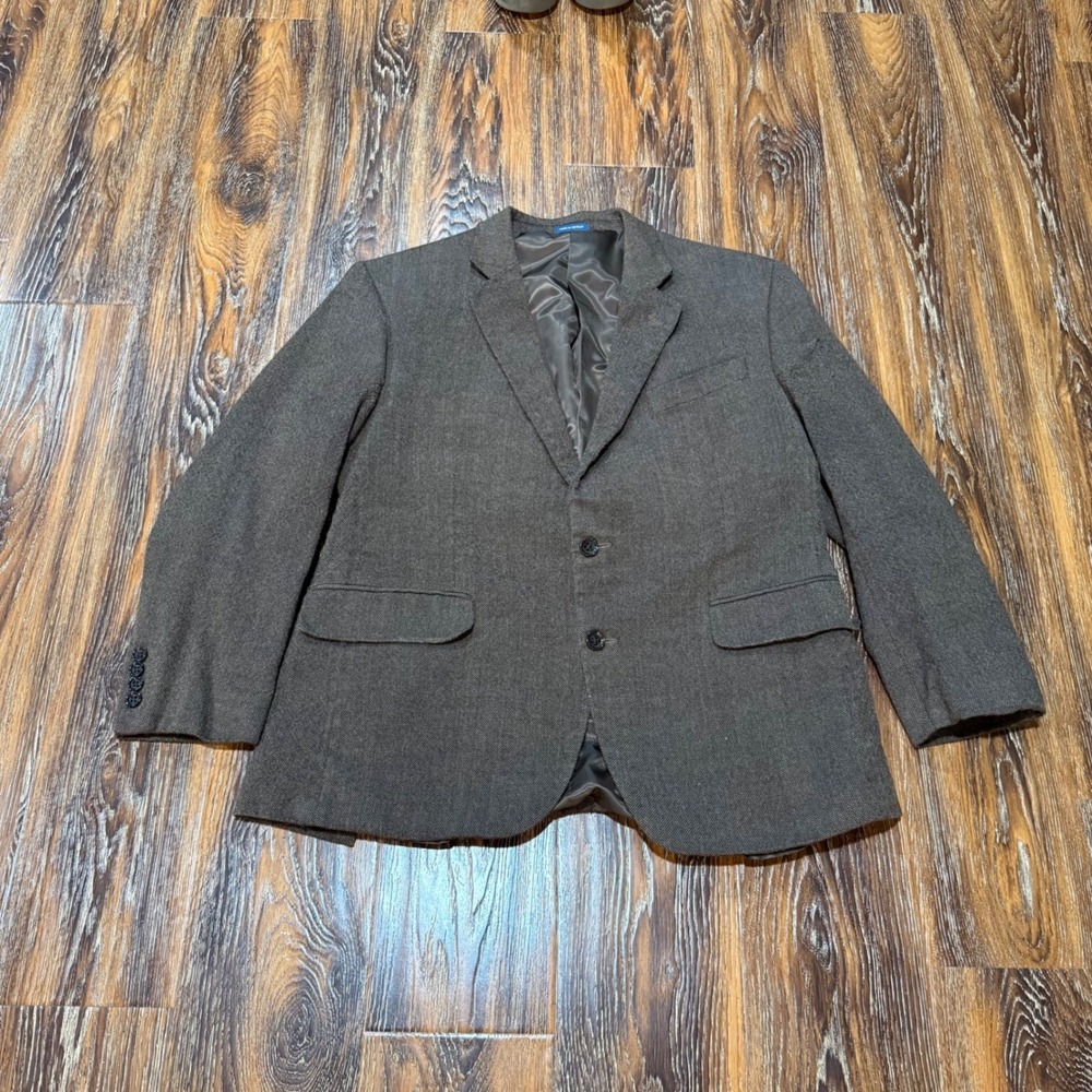 Stafford Signature Mens 44 Short Brown Merino Wool Blazer Tweed Sport Coat
